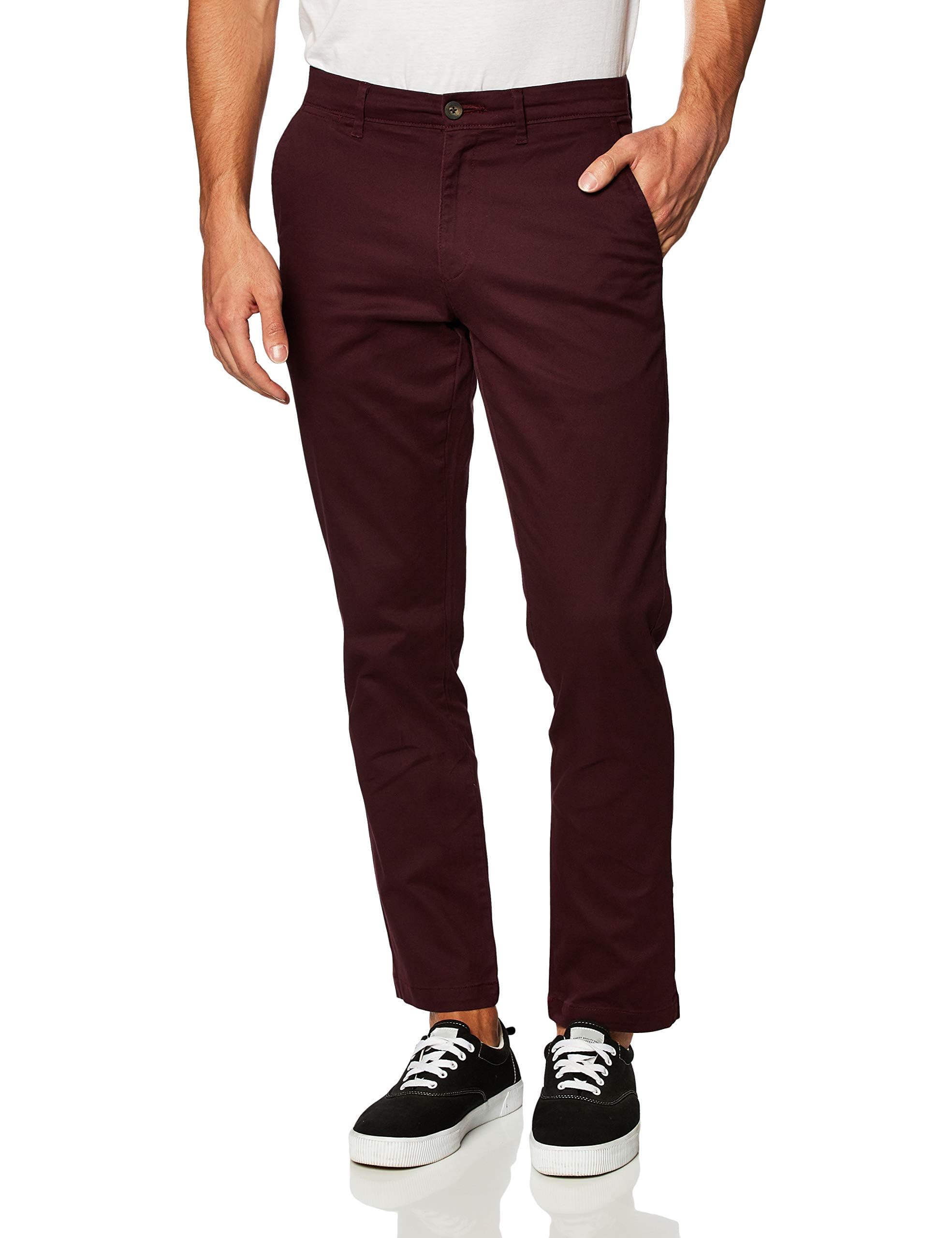 Photo 1 of Amazon Essentials Men's Classic-Fit Casual Stretch Chino Pant, Burgundy, 38W x 32L