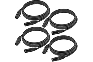 Gruolin 10ft DMX Cable, 4 Pack 3m DMX Light Cables DMX Wires, 3-Pin XLR Male to Female Stage Signal Cable with Metal Connectors for DMX512 Stage & DJ Lighting fixtures