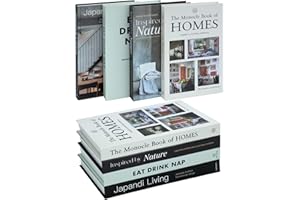 FABIACCI 4Pcs Fake Books for Decoration - Decorative Books for Home Decor, Featuring Four Hardcover Themes, Ideal for Coffee Table Decoration, Living Room Display, Tabletop or Shelf Décor, Contemporary Stacked Hardcover Display Books.