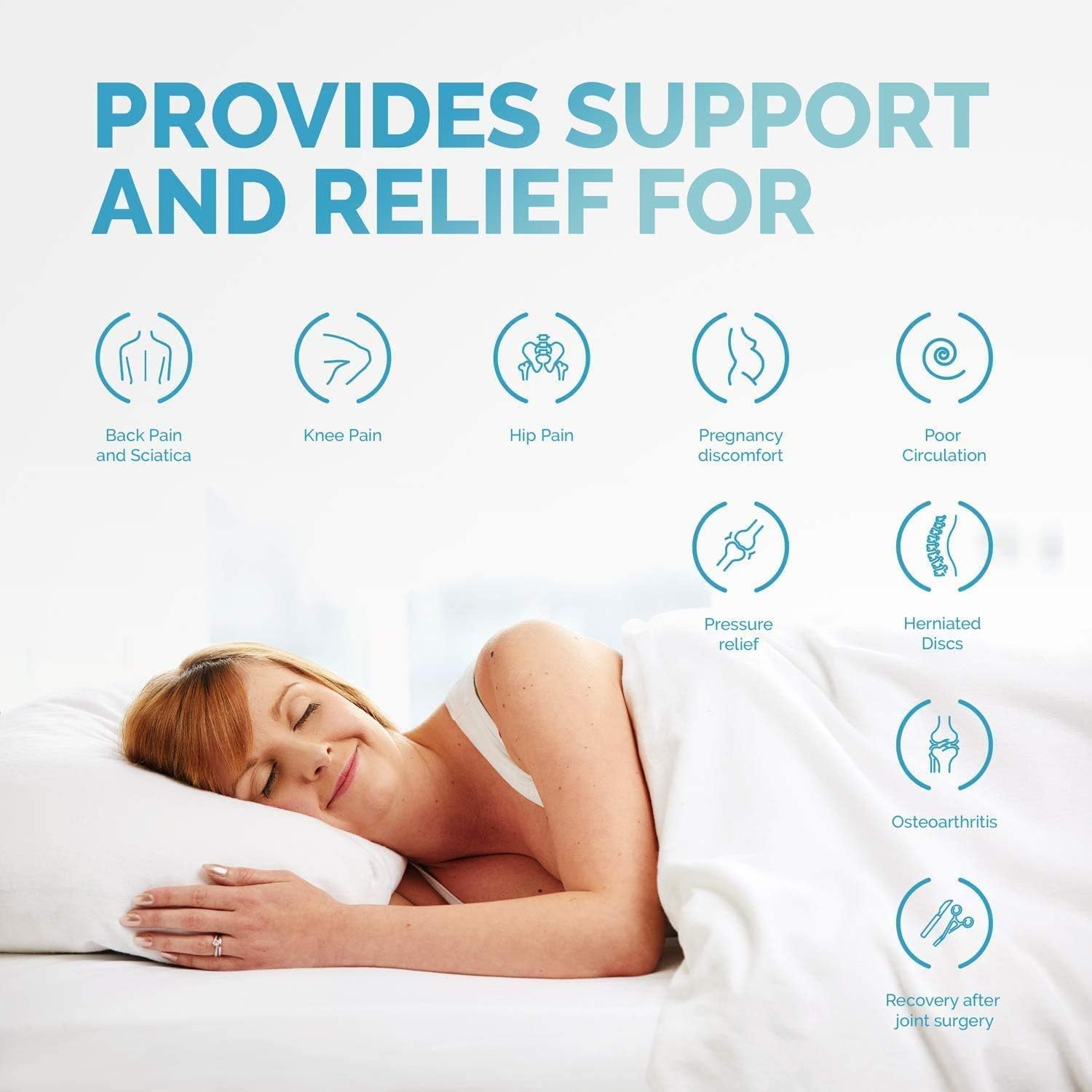 Knee Pillow To Relieve Lower Back, Knee, Hip And Joint Pain, Sciatica And Pregnancy Discomfort, White, 31 x 26 x 5 centimeters - Image 5
