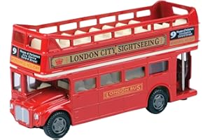 London Double Decker Bus Open Top, Red - Motormax 76008 - 4.75" Diecast Model Toy Car