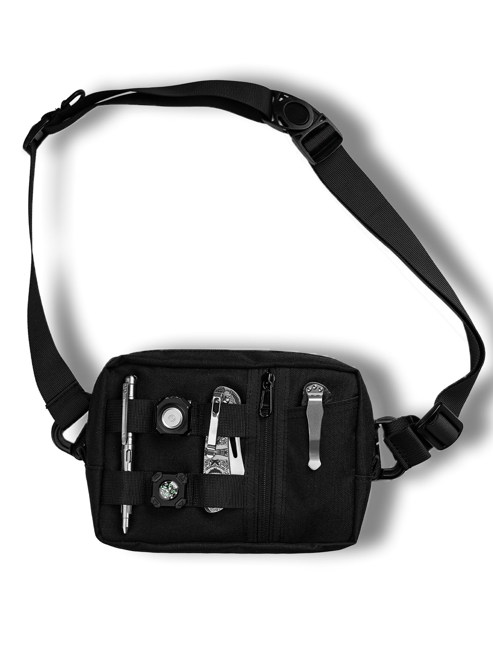 VIPERADE CHW2 Men's Bum Bag with 7 Pockets, Utility EDC Belt Bag Outdoor Hip Bags Adjustable Strap, Nylon Fanny Pack Waist Bags for Travel Hiking Camping -Black