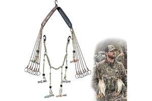 Vecacosic 2 in 1 Duck Call Lanyard Duck Strap Carrier for Hunting Adjustable Nylon Game Call Lanyard 6 Calls with 12 Slip Rings Waterfowl Game Duck Carrier, Double Locking Duck Hunting Accessories