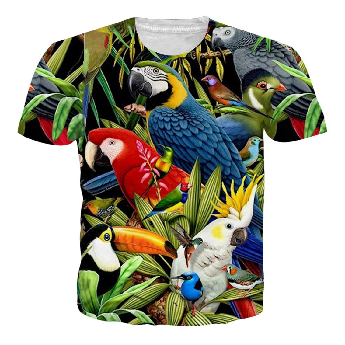 Best Realistic Tropical Parrot Sculpture Metal Ring Hanging Bird Garden Statue New