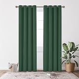 Deconovo Forest Green Blackout Curtains 2 Panels 140x175 Eyelet Thermal Ready view 5