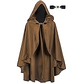 UQJE Medieval Cloak with Hood Halloween Renaissance Hooded Short Cape for Men and Women