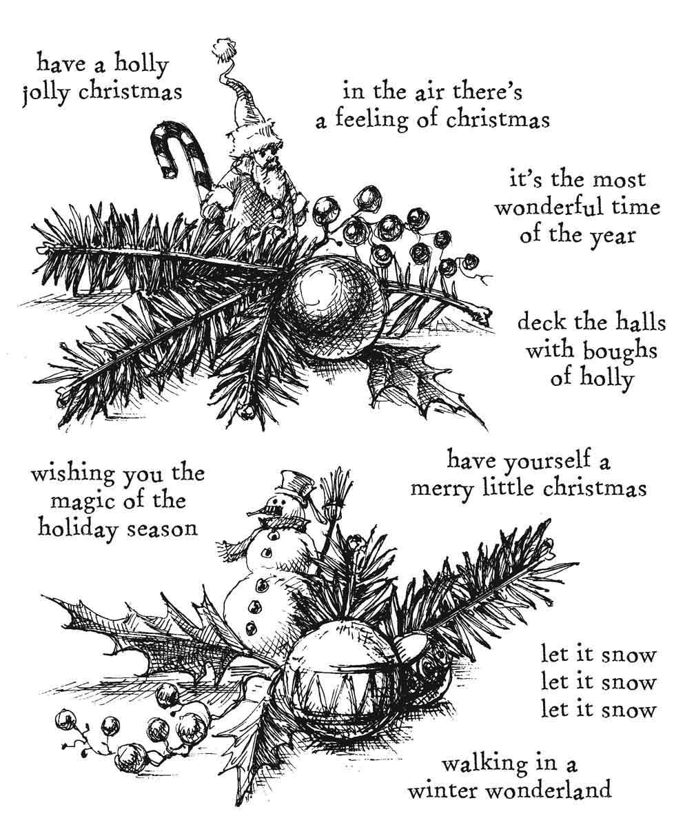 Stampers Anonymous Tim Holtz Cling Stamps 7''X8.5''-Cozy Christmas -CMS444