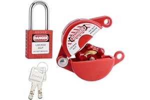 BOVIISKY Outdoor Faucet Lock with Safety Padlock, 1set, ABS Plastic Red Secure Lock Device for Hose Bib/Hose Spigot/Propane Tank, Gate Valve Lockout for 1 to 2-3/4 in Dia Valve Handles, 3011＋1001