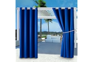 DIVA EN CAMINO DEC Waterproof Outdoor Curtain W52 x L84 - Grommet Top Sunlight Blocking Window Treatment Drapes Blackout Curtains for Home Bedroom Living Room Outdoor Patio Porch Pergola Cabana Gazebo (Royal Blue)