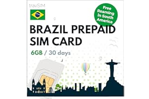 travSIM Brazil SIM Card | 6GB Mobile Data at 4G/5G speeds | Free Roaming in South America | Works on iOS and Android Devices | Plan on Brazil SIM Card Prepaid is Valid for 30 Days