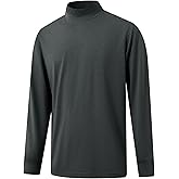 M MAELREG Long Sleeve T Shirts Men Basic Mock Neck Undershirt Shirt Pullover Tops Thermal Turtleneck Sweater Men Dark Grey Heather