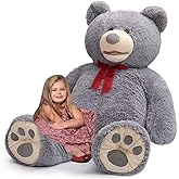 HollyHOME 5ft Giant Teddy Bear Stuffed Animal Huge Teddy Bear Plush with Big Footprints Valentines Gift 5 Feet 5 Feet Grey