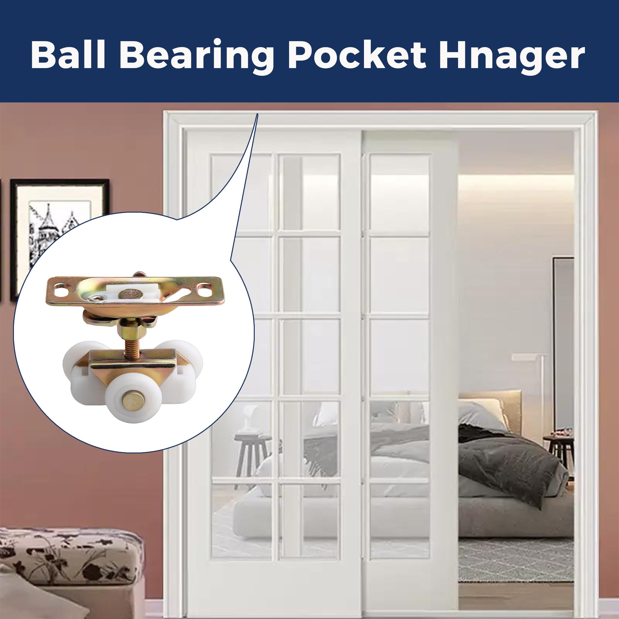 2 Pack 3/4 Inch Sliding Pocket Door Rollers Assembly Nylon Wheels Pocket...