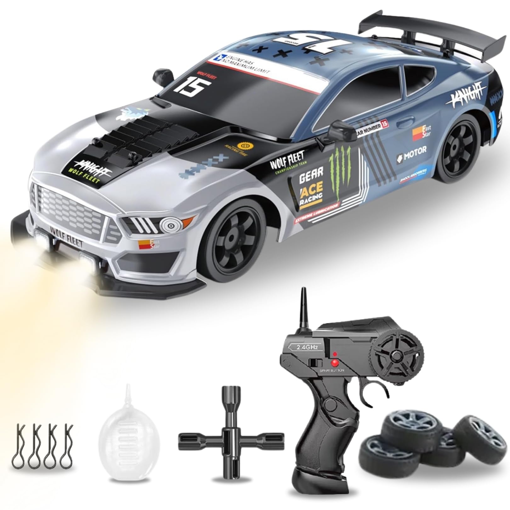 Photo 1 of ** SOLD AS IS, NO REFUND/RETURN** SEE COMMENTS!
Liberty Imports RC Drift Car 1/16 2.4GHz 4WD Remote Control Sport Racing On-Road Vehicle with LED Light, Batteries and Drift Tires (Silver)