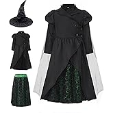 Xiueara Girls Black Witch Dress for Kids, Black Costume for Halloween with Witch Hat