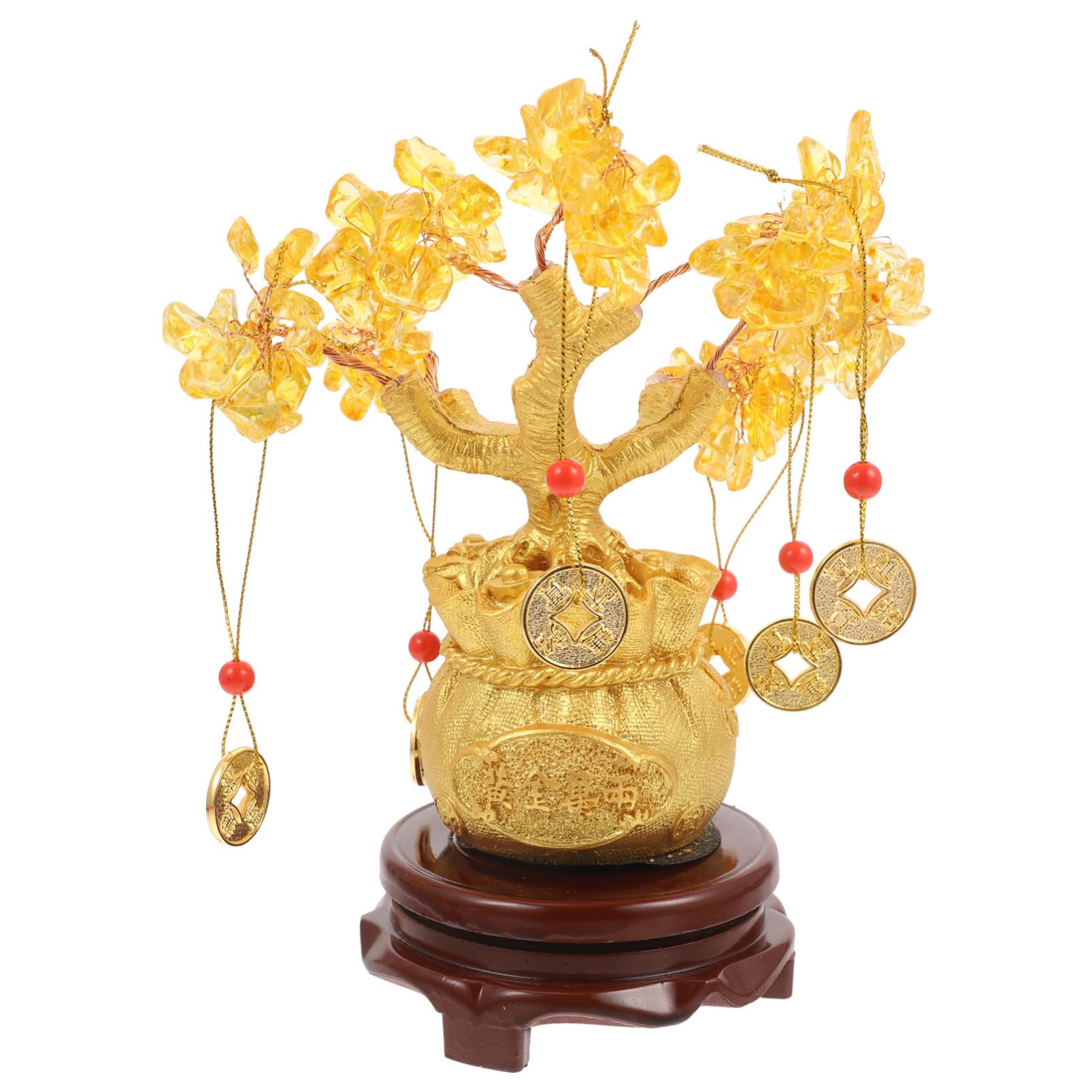 19cm Natural Crystal Tree Money Tree Ornaments Bonsai Style Wealth Luck Feng Shui Ornaments Home Decoration (with and Base)