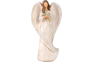 Hodao 8.9inch Resin Praying Angel Sculpture Figurine for Gifts Home Decoration Praying commemorating Angel Statue, exquisitely Carved and Hand-Painted Characters (Holding The Cross)