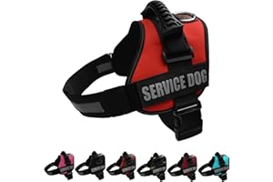ALBCORP Service Dog Vest Harness – Reflective, No-Pull Harness with Handle & Comfy Mesh Padding – Sizes XXS-XL for Puppies, Small & Large Dogs – 2 Removable Service Patches Included (Medium, Red)