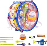 deAO Musical Instruments Toy Drum Set Trumpet Flute Harmonica Kids Beginners view 7