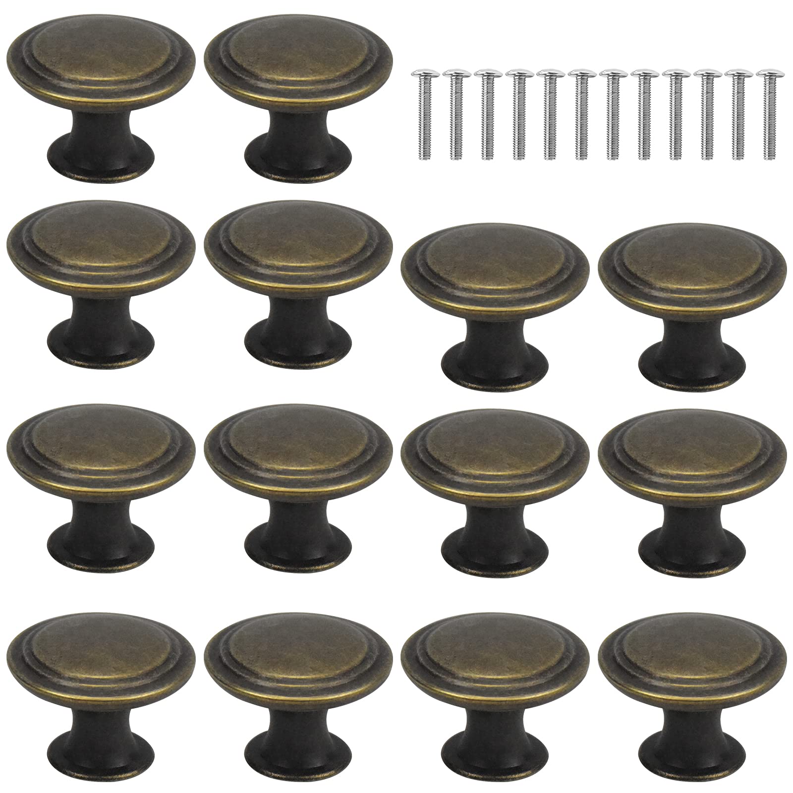 Mikihat 16PCS Cabinet Knobs, 29MM Vintage Drawer Knob, Wardrobe Door Knobs, Cabinet Cupboard Door Knobs Round Mushroom Shape Pull Handle with Screws, for Bathroom Bedroom Furniture Wardrobe