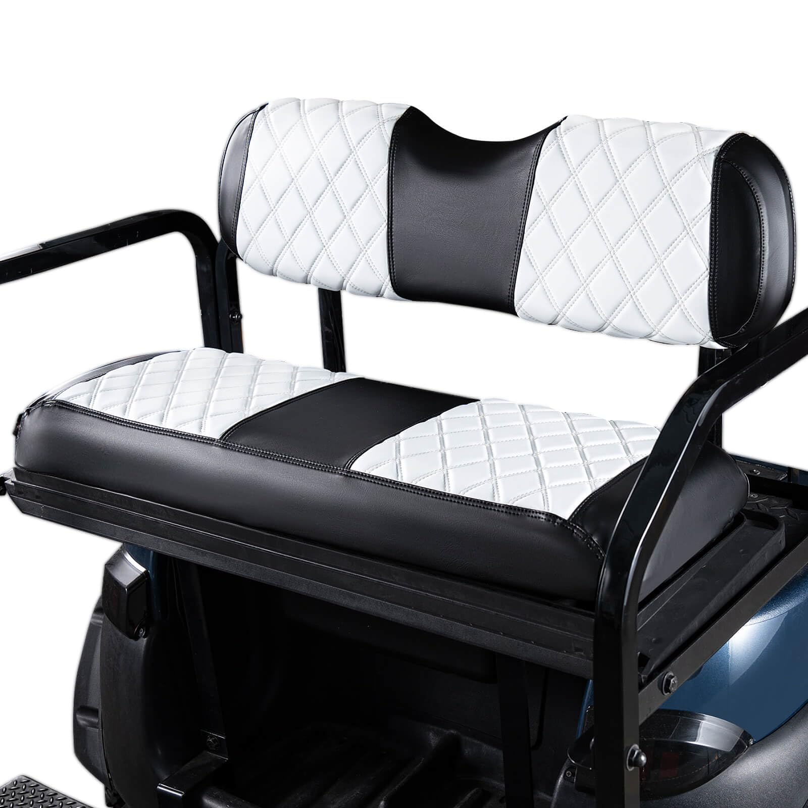 Photo 1 of NOKINS Golf Cart Seat Covers Fit Club Car Precedent/DS/EZGO RXV/TXT/Yamaha Drive Aftermarket Standard Rear Seat Cushion, No Stapler, Multiple Colors&Breathable (White&Black)