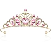 CAVETEE Crown and Tiara for Women, Princess Tiara Heart Crown Happy Birthday Decorations for Party Pageant Hair Accessory