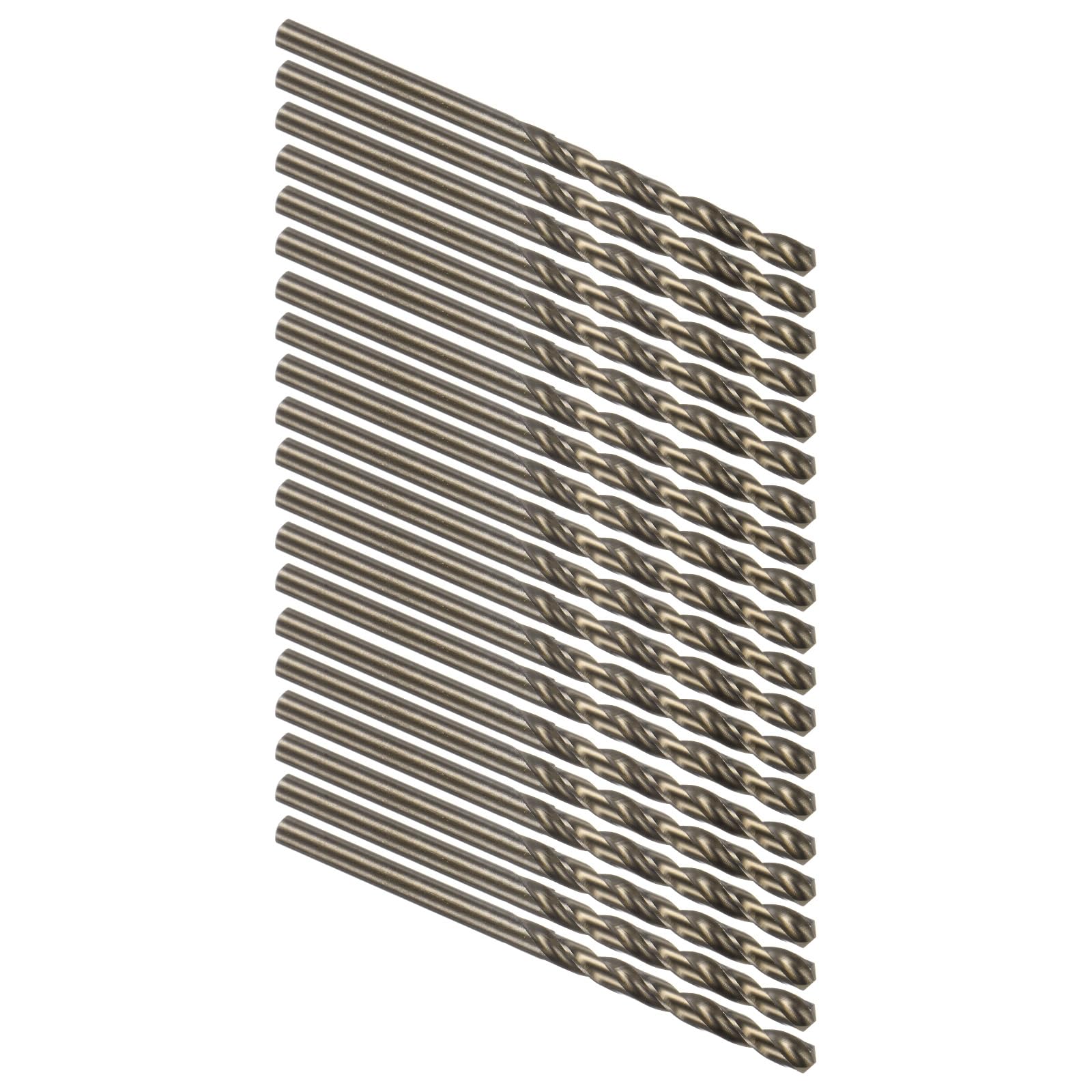 Kozelo 20PCS Twist Drill Bit - [5/32"] M35 High-Speed Steel Cobalt Round Shank Jobber Bit Set Gold for Metal Wood Plastic Steel Use, 40mm/1.57" Blade Length