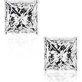 SMILEST 0.6-3ct Princess Cut Moissanite Earrings for Women, Lab Created Moissanite 14K Gold Plated 925 Sterling Silver Solitaire Stud Earrings for Women Men Jewelry Gifts Hypoallergenic Hypoallergenic