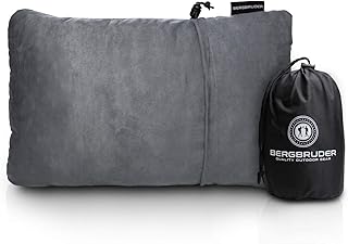 BERGBRUDER Komprimierbares Reisekissen - Nackenkissen aus zerkleinertem Memory Schaum - Outdoor Camping-Kissen weich, Ultraleicht & kompakt