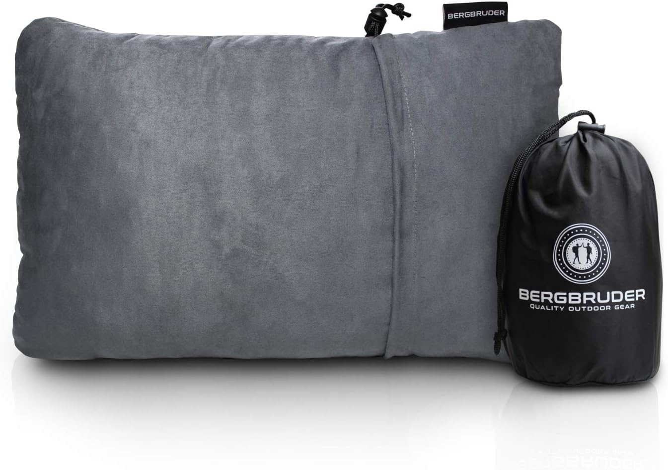 BERGBRUDER Komprimierbares Reisekissen - Nackenkissen aus zerkleinertem Memory Schaum - Outdoor Camping-Kissen weich, Ultraleicht & kompakt