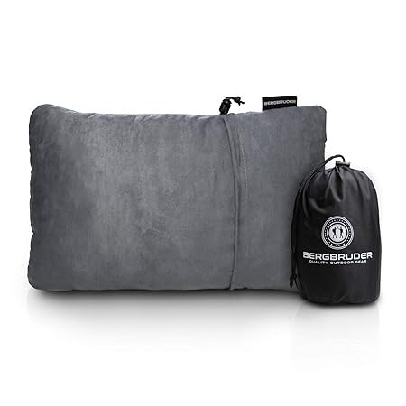 BERGBRUDER Komprimierbares Reisekissen - Nackenkissen aus geschreddertem Memory Schaum - Outdoor Camping-Kissen Ultraleicht & komapkt