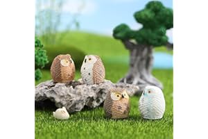 LONCESS Mini Owls Fairy Garden Accessories, Owl Miniature Figurines Fairy Garden Decor for Micro Landscape, Plant Pots, Bonsai Craft Decor, Party Decorations, Cake Decorations, Great Owl Gifts，4 PCS