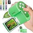 Hideal HP20 Microscope for Kids 1000X [3-in-1] [Easy and Fun] 2" IPS Portable Handheld Microscope Miniscope, Pocket Mini Scope Educational Science Kit, Christmas Birthday Gifts for Kids, 32GB, Green