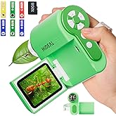 Hideal HP20 IPS Microscope for Kids: [3-in-1] [Easy and Fun] 2" Portable Handheld Microscope Miniscope, Pocket Mini Scope Educational Science Kit, Christmas Birthday Gifts for Kids, 32GB, Green