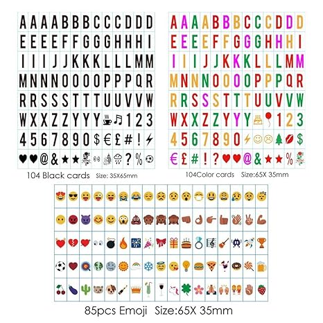 Freeas Klein-Buchstaben Set A4 Lichtbox - 293 schwarze Plättchen Buchstaben Zahlen Symbole Ergänzungsset - LED Lightbox Leuch