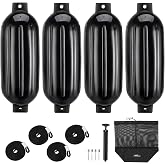 Affordura Boat Fender 4 Pack Boat Bumpers Fenders with 4 Ropes | Boat Bumpers for Pontoon Boat Fenders Inflatable