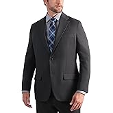 Haggar J.M Men's Plaid Stretch Classic Fit Suit Separate Jacket Dark Grey
