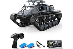 RACENT 1:16 RC Tank Remote Control Tank Off-Road RC Truck 4WD RC Crawler 360°Rotating Drifting Car with 2 Batteries