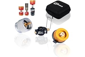 Horynar Butane Refill Adapter Isobutane Fuel Canister Isobutane Canister Butane Propane adapter with Exhaust Air Pressure Button/Great for jetboil fuel Canister/Backpacking Camping Stove Adapter