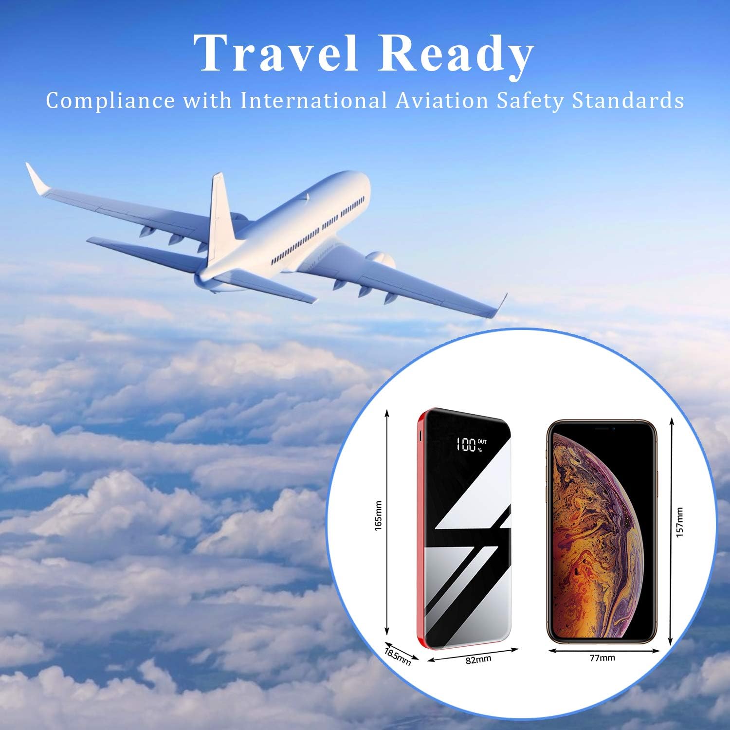Todamay Power Bank 26800mAh Portable Charger High Capacity External Phone Battery Pack LCD Display C Input, 2 Outputs Ultra Compact Quick Charge Power Banks for iPhone,Samsung Android etc. Red 2020