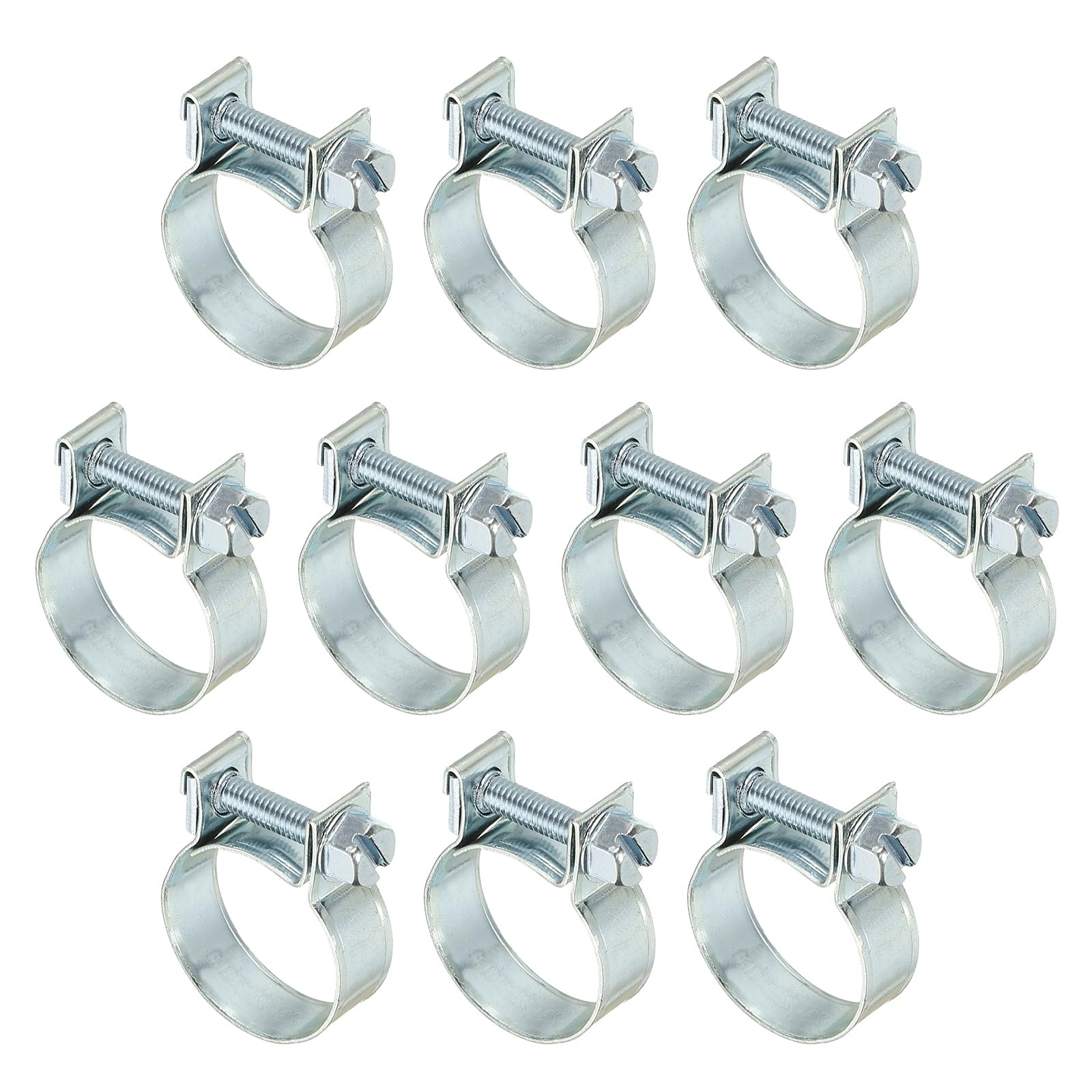 PATIKIL 10 Pcs 20-22mm Mini Fuel Injection Hose Clamps Zinc Plated Adjustable Clamp