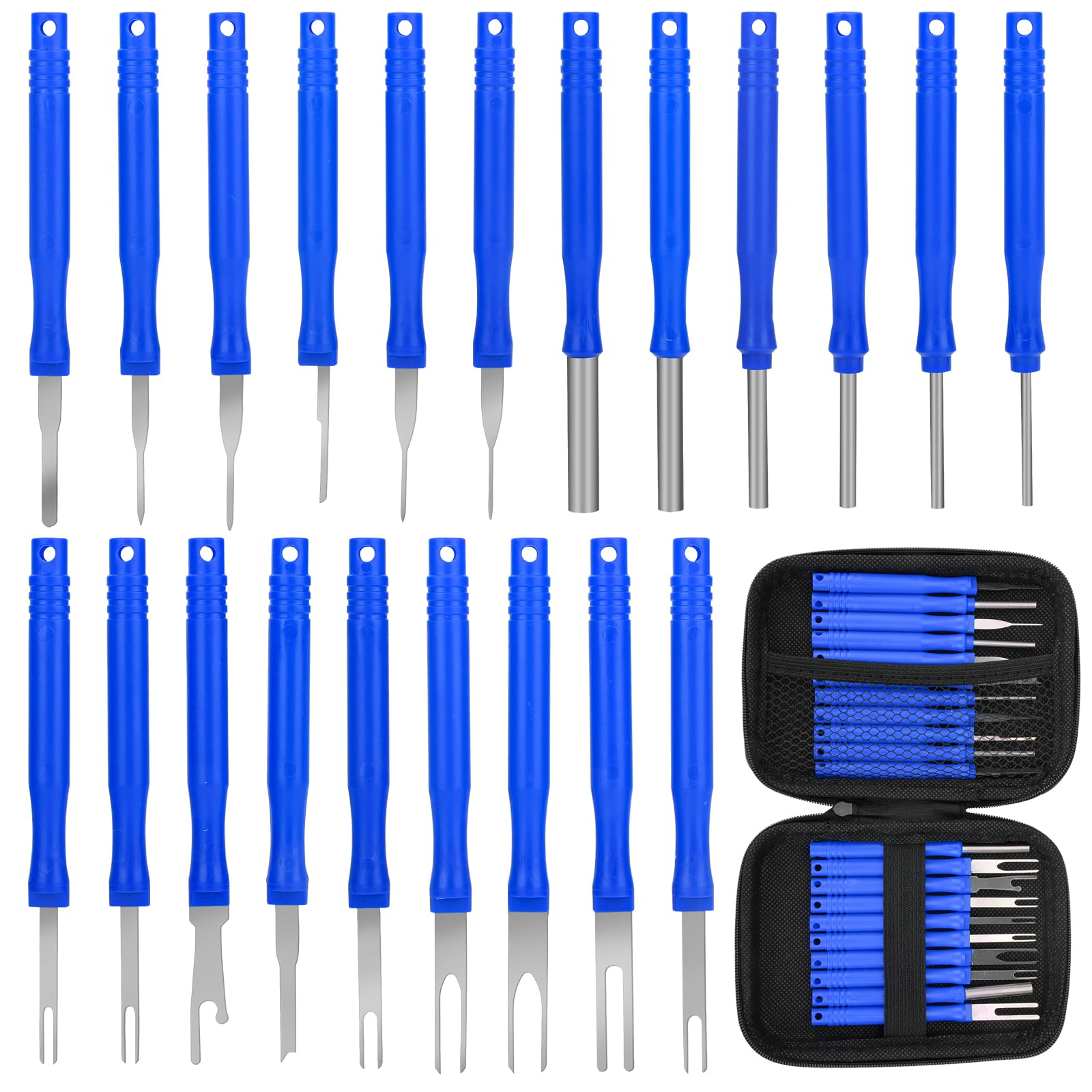 Linkstyle 21 Pcs Terminal Removal Tool Kit, Upgraded Blue Pin Removal Tool Kit, Automotive Auto Electrical Connectors, Terminals Pins Puller Repair Removal Tools