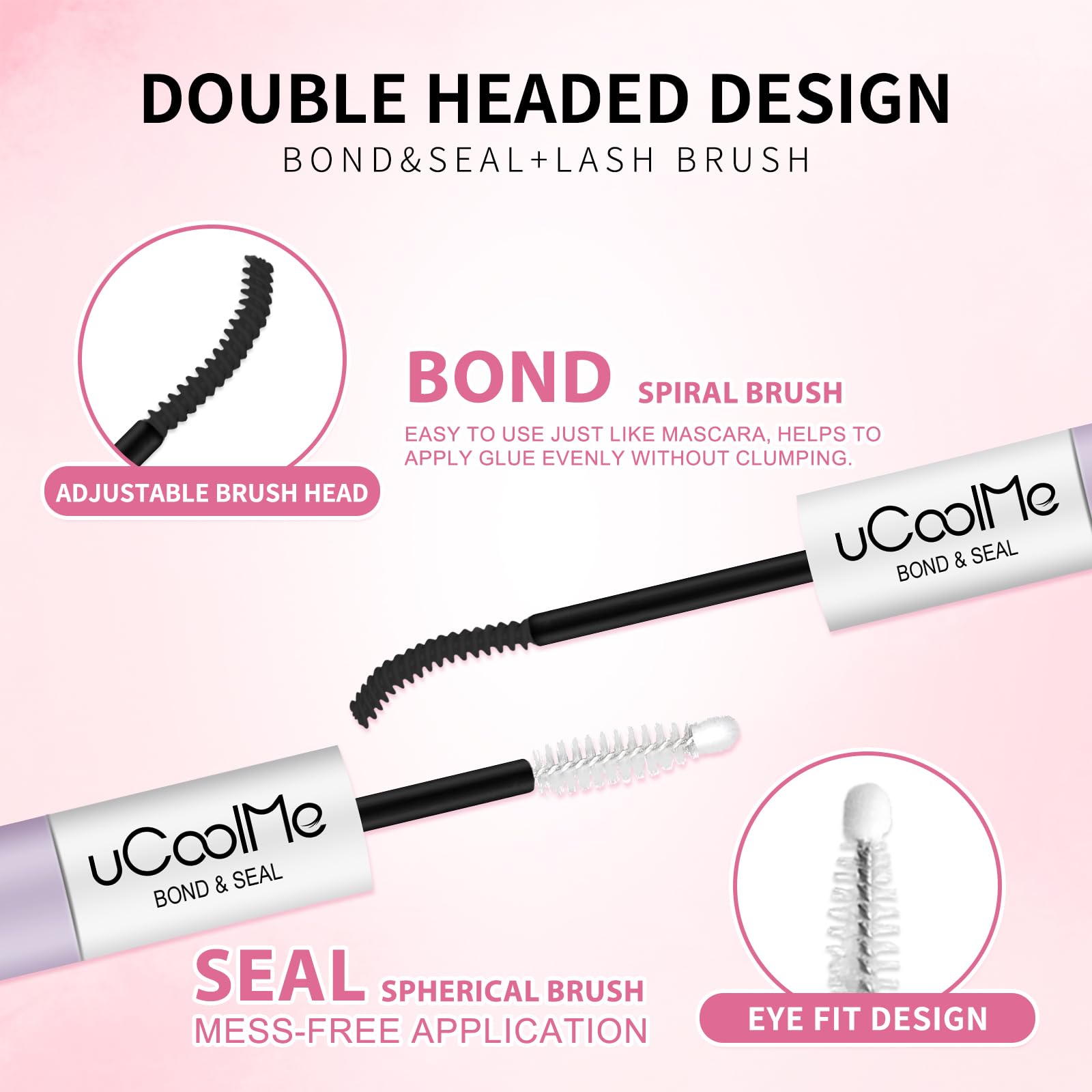 Lash Bond and Seal uCoolMe Waterproof for Lash Clusters 144Hours Super Hold Long-Lasting Non-Irritating Eyelash Glue for DIY at Home(Black Bond,10ML)