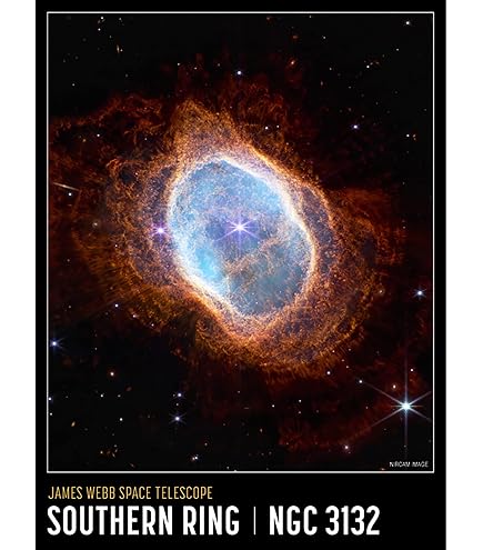 NASA James Webb Telescope NIRCam Image Of Ring Nebula Planetary Messier 57 Intricate Details Of A Dying Star Formation Celestial Doughnut In Space Artwork Framed Wall Art Print A4