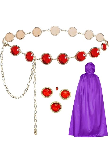 Cinturón Cadena Con Piedras Rojas - Ajustable Para Cosplay O Uso Diario, Para Mujer, Longitud 115 Cm