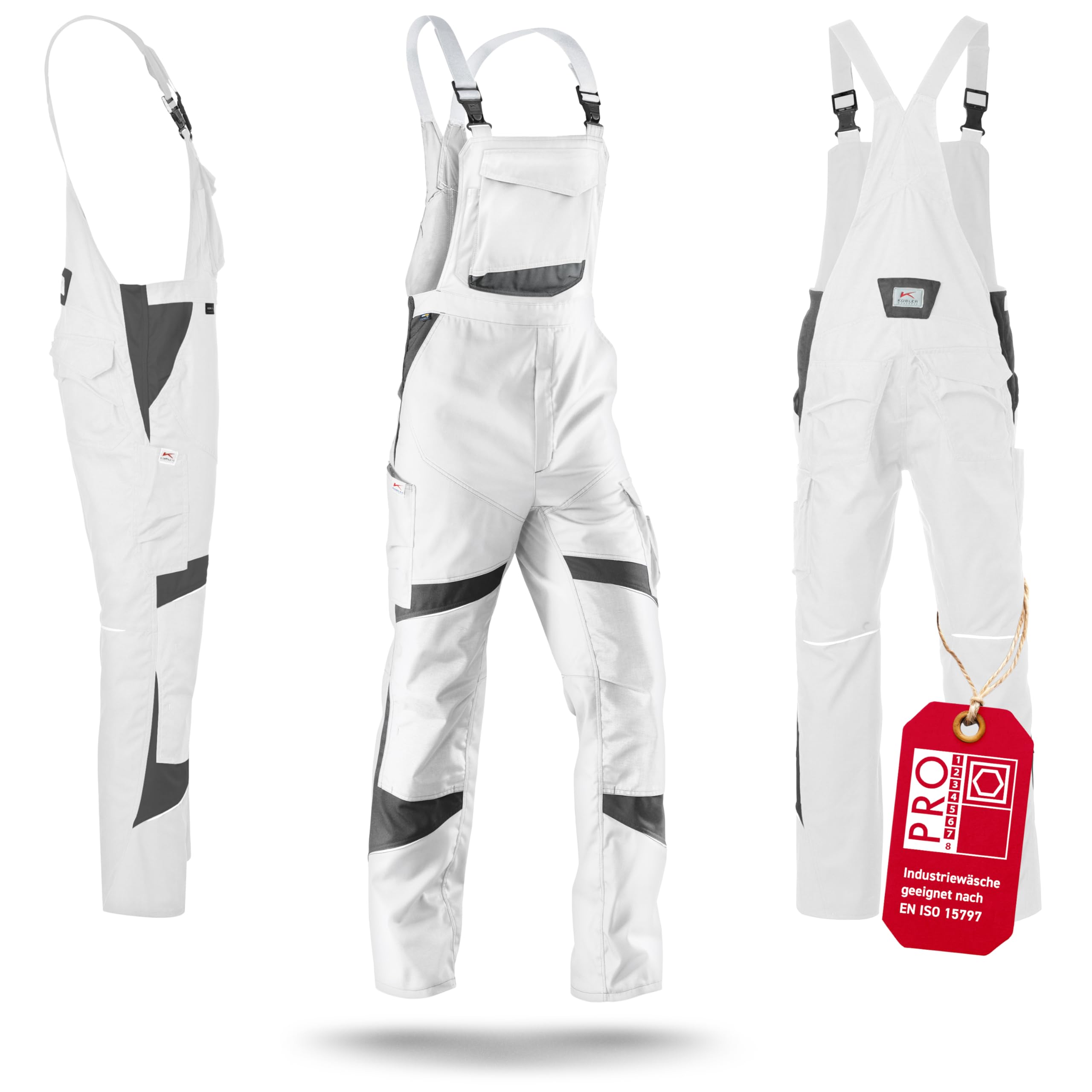Kubler 32505365-1097-94 Size 94 "Activiq" Dungarees - White/Anthracite