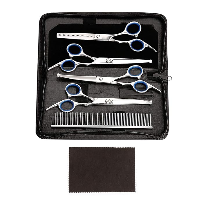Dog Grooming Scissors Kit, 5 in 1 Cat Dog Grooming Clippers Set, Sharp