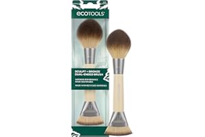 EcoTools Sculpt + Bronze Dual-Ended Makeup Brush, Fluffy Bronzer & Dense Contour Brush for Liquid, Cream & Powder Face Makeup