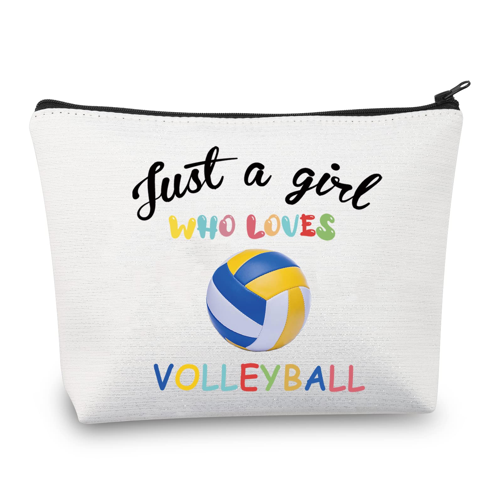 Just a Girl Who Loves Volleyball Makeup Bags Girl Volleyball Gifts for Volleyball Players Lover Cosmetic Bag Zipper Travel Bag (Volleyball Girl Bag)