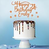Cakeshop Personalised Happy Birthday Glitter Cake Topper Copper Orange view 3